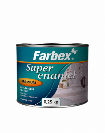Alkidinė emalė FARBEX PF-115P, balta, 0.25 kg